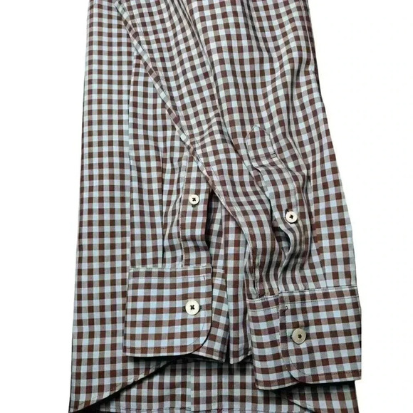 Untuckit Long Sleeve Button Front Shirt Gingham Check Performance Nylon L Men’s - Picture 5 of 11